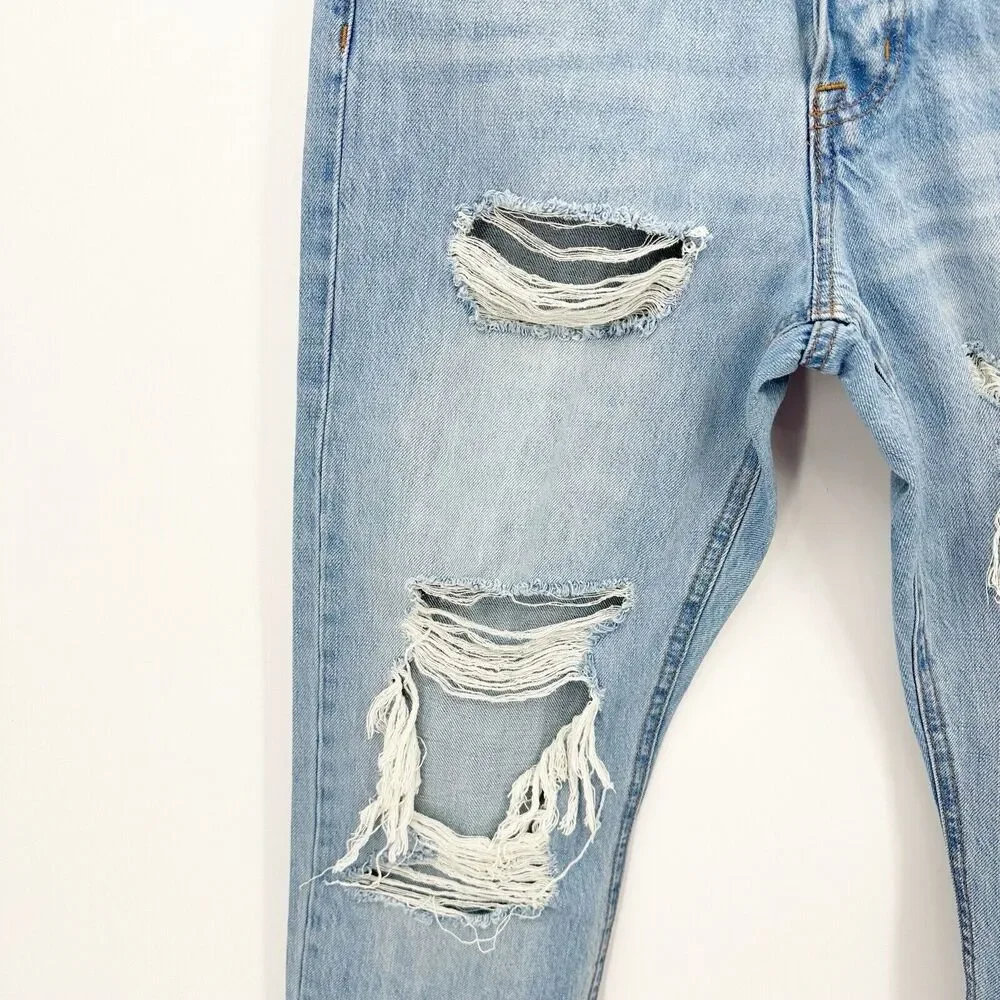 Aeropostale‎ Straight Jeans Size 8 Women 90’s Super High Rise Destroyed Button